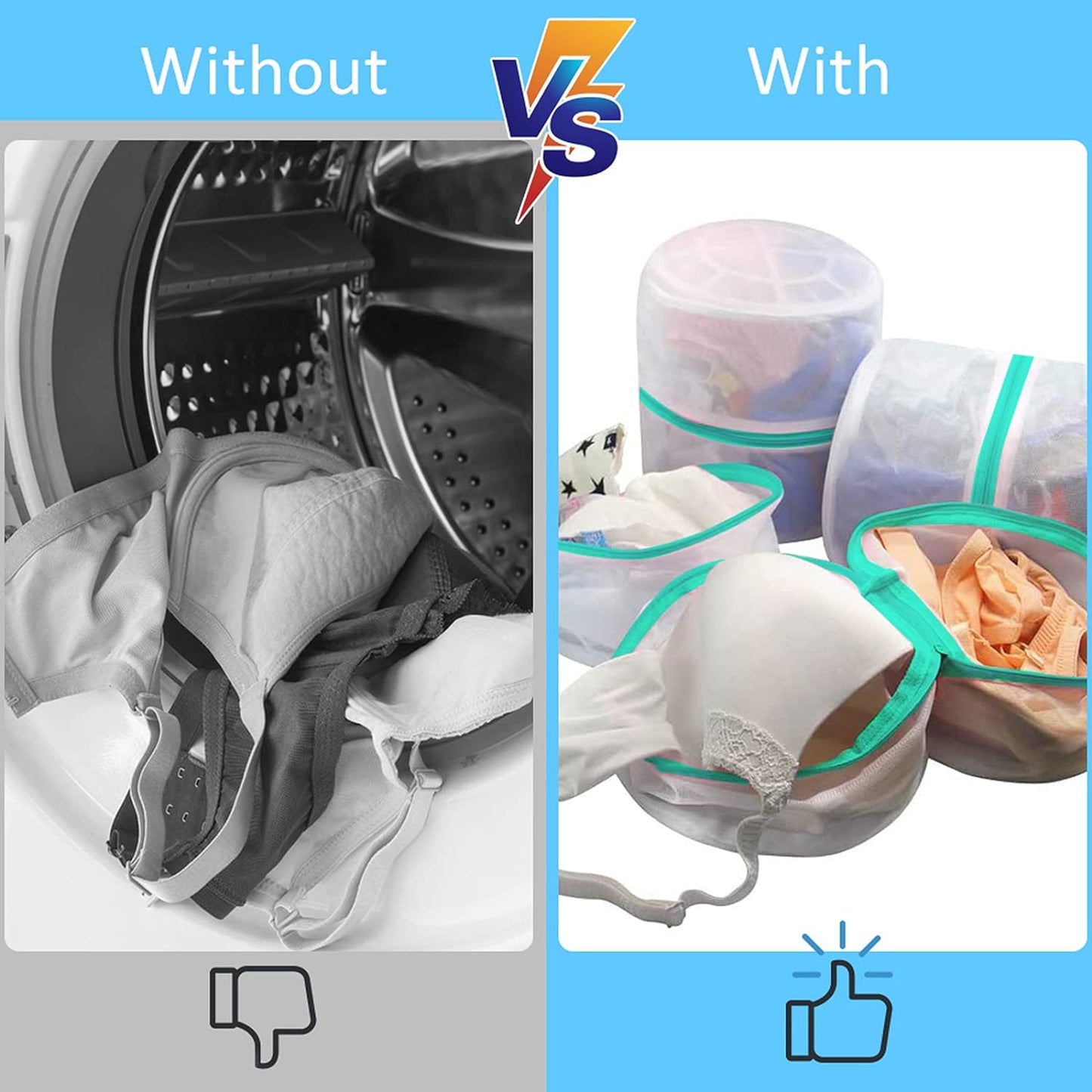 Bra Wash Bags, 4 Pack Underwear Laundry Mesh Bags for Delicates Baby Cloth Sock
