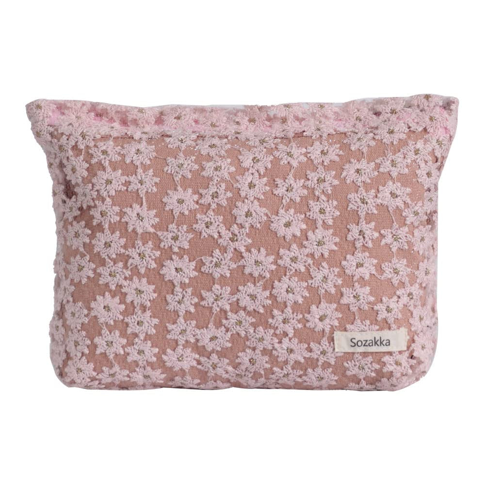 Daisy Makeup Bag Cosmetic Bag for Women,Large Capacity Canvas Makeup Bags Travel Toiletry Bag Accessories Organizer,Pink