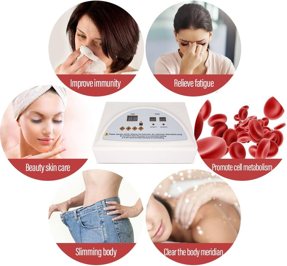 Infrared Sauna Blanket Controller, Digital Heat 2 Zone Sauna with Remote Control, Professional Detox anti Ageing Beauty Machine, Sauna Blanket Replacement Parts (NOT Included Blankets)