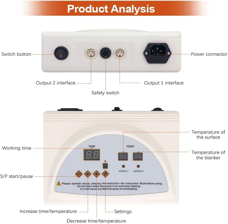 Infrared Sauna Blanket Controller, Digital Heat 2 Zone Sauna with Remote Control, Professional Detox anti Ageing Beauty Machine, Sauna Blanket Replacement Parts (NOT Included Blankets)