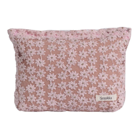 Daisy Makeup Bag Cosmetic Bag for Women,Large Capacity Canvas Makeup Bags Travel Toiletry Bag Accessories Organizer,Pink