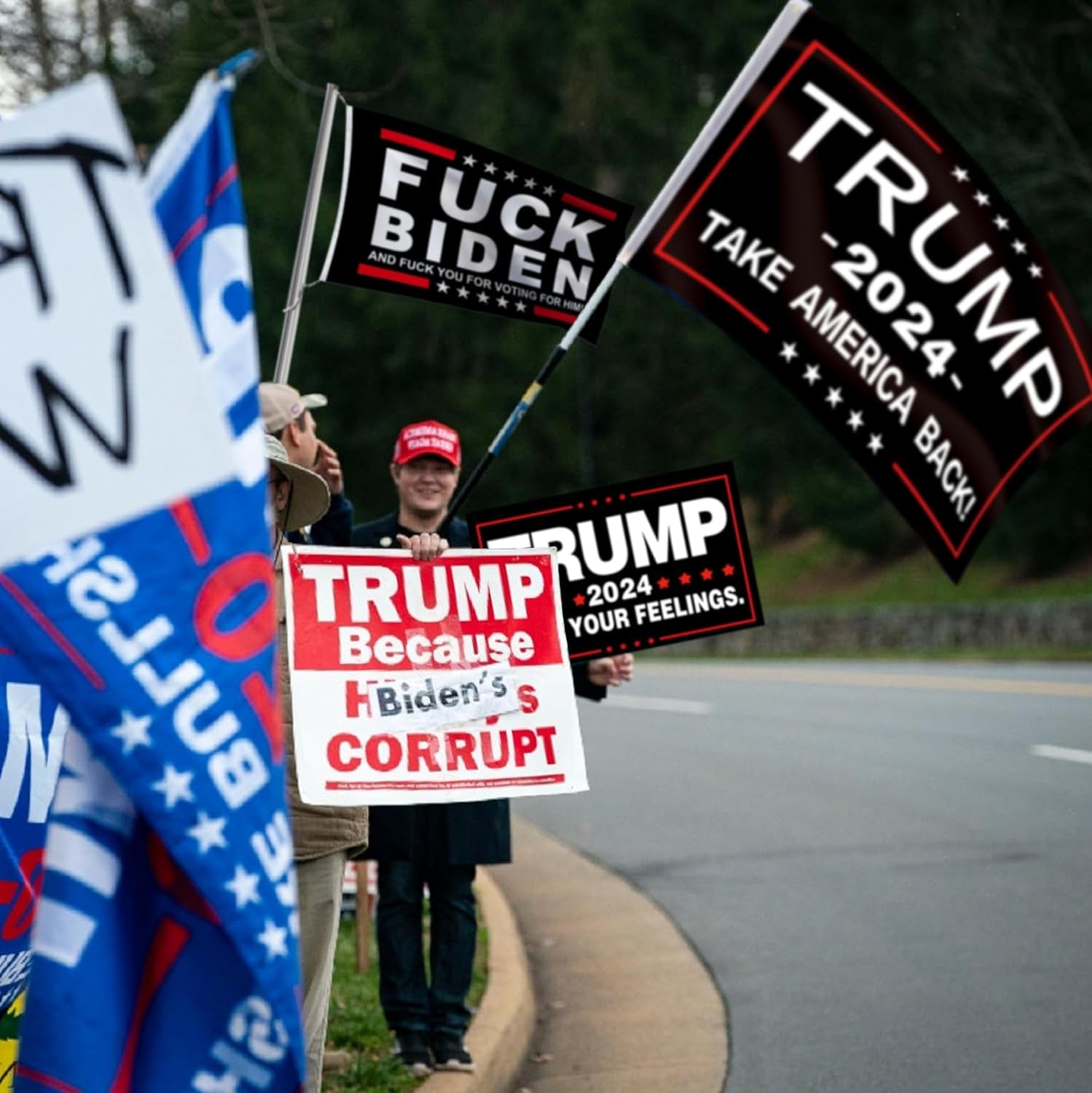 Trump 2024 America Back Fight Flag - 3X5 Ft, 4 Packs (4 Patterns, Double Stitch, Brass Buttonholes)